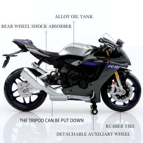 TOKAXI 1/12 Maßstab Yamaha YZF-R1M Diecast Spielzeugmotorräder, Yamaha Motorradmodell, R1 Motorrad-Spielzeug Geschenke für Jungen und Mädchen