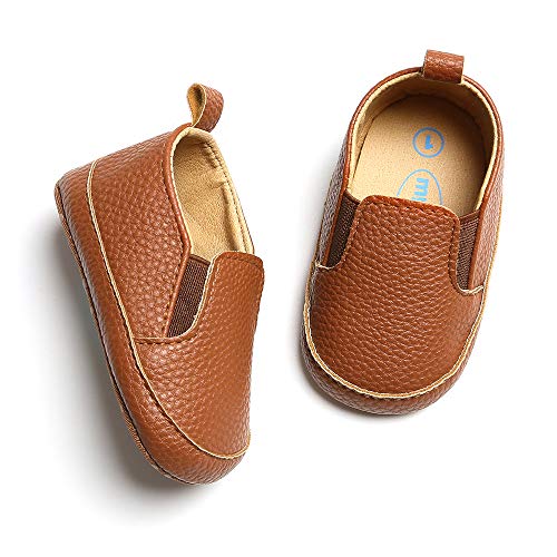 Timatego Baby Boys Girls Loafers Shoes Slip On Pu Leather Moccasin Sneaker Infant Toddler First Walker Dress Oxfords Crib Shoes(3-18 Months) 6-12 Months Infant, 03 Brown Baby Loafers #TOP4