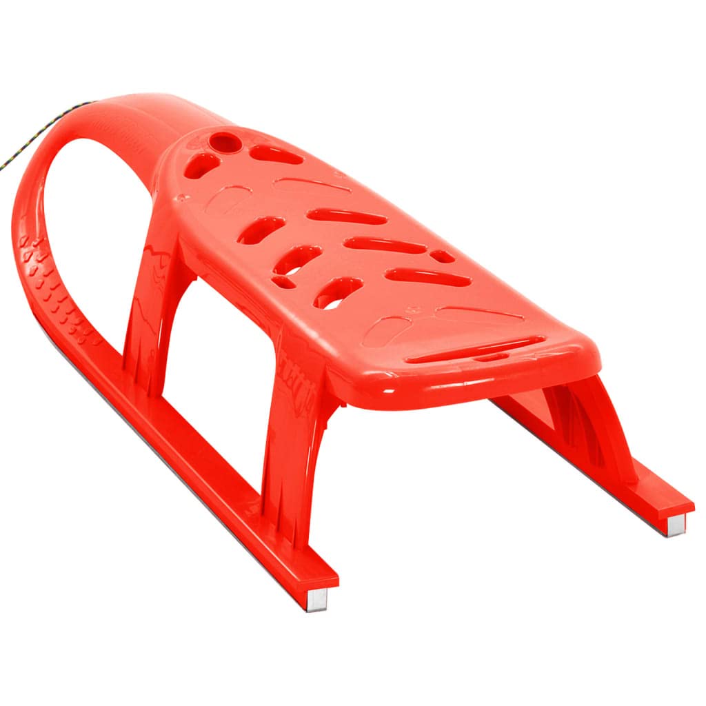 Schlitten für Kinder Rot aus robustem Polypropylen mit Zugseil und Stahlkufen 102,5x40x ideal für Schnee Winter Berg Piste Outdoor Familienfahrten