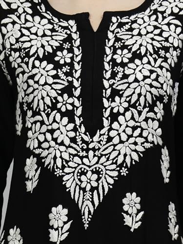 Image of Seva Chikan Hand Embroidered Lucknowi Chikankari Rayon Kurta and Palazzo Set SCL8037