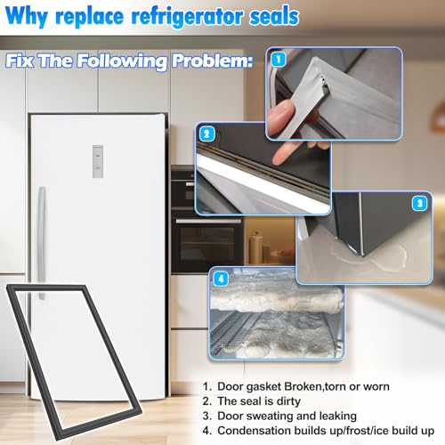 Upgraded WR14X36194 Refrigerator Freezer Door Gasket Replacement Part Comaptible with GE Freezer Door Seal Replaces WR14X10365 WR14X10370 WR14X10376 WR14X31558 EAP16226511 Freezer Seal Gasket Black