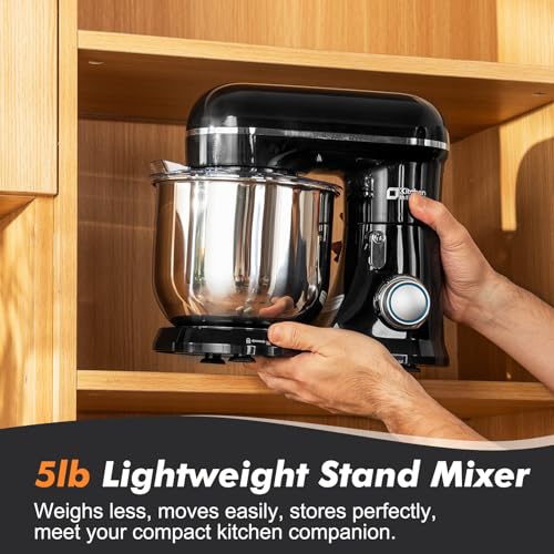 Image of Kitchen in the Box Stand Mixer, 3.5 QT Small Kitchen Electric Stand Mixers, 10-Speed Portable Lightweight Dough Mixer for Daily Use with Egg Whisk, Dough Hook, Beater (Black)