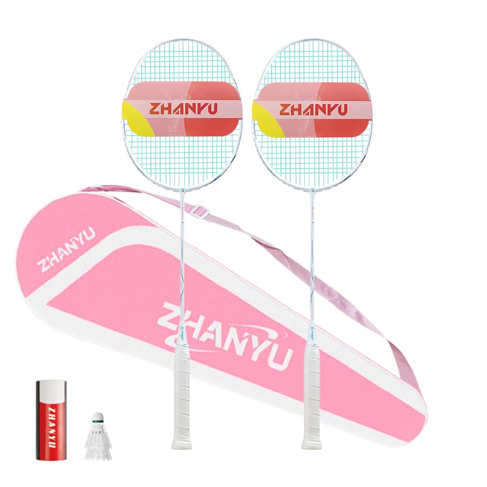 Badminton Racket Professional,Badminton Rackets Set Of 2,Both Offensive And Defensive Badminton Racket,With Light And Agile Swings,And Includes 2 Rackets,2 Shuttlecocks,And 1 Bag (023 Blue)