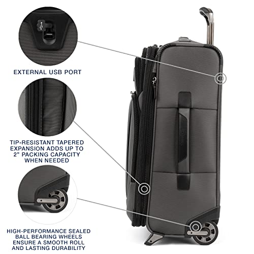 Travelpro Crew Versapack Softside Expandable 2 Wheel Upright-Luggage, External Usb Port, 17-Inch-Laptop Pocket, Men And Women, Titanium Grey, Carry-On 21-Inch #TOP3