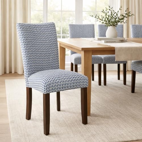 Image of HomePop Classic Parsons Dining Chair - Blue Geometric (Set of 2)