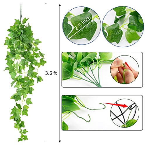 Image of Tdas Plastic Artificial Plants With Pot Leaves Hanging Ivy Garlands Plant Greenery Vine Creeper Home Decor Door Wall Balcony Decoration Party Festival Craft (Design 2 (1 Pcs))