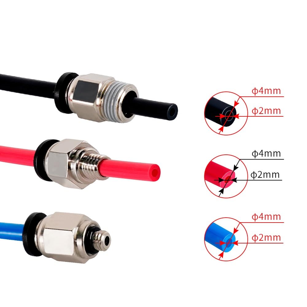 PTFE-Schlauch, Hot-End-Extruder 1,75 mm Zuführungsführungsrohr (rot) | 10 Meter PTFE-Teflonschlauch 2 mm x 4 mm PTFE-Schlauch(Blue)