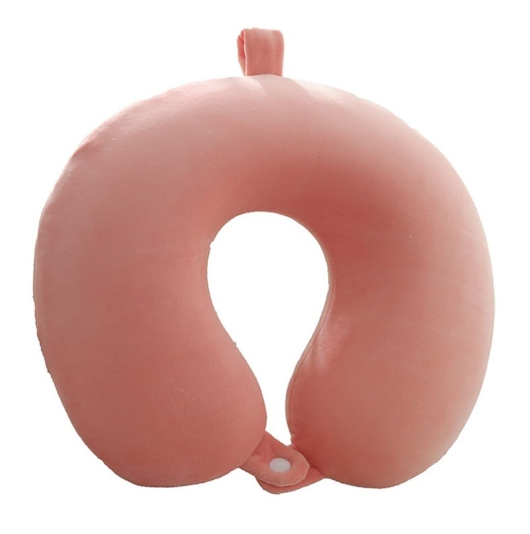 Poduszka Podróżna Poduszka Podróżna Z Pianki Memory Foam, Bawełniana Poduszka Podróżna Na Szyję, Zdejmowany Pokrowiec Do Samolotów Poduszka na Kark(Pink-A)