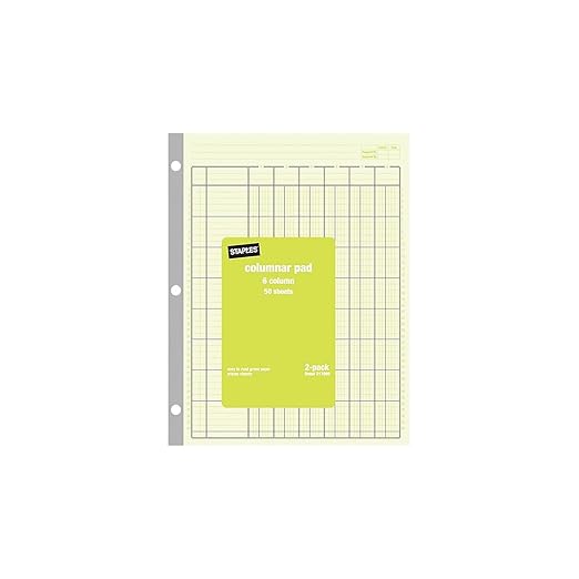 STAPLES? Columnar Pads, 6 Columns, 81/2" x 11", 2/Pack 0718103077750