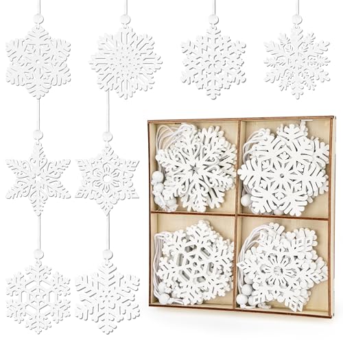 Schneeflocken Holz Weihnachtsbaumschmuck, Holz Weihnachts-Anhänger...