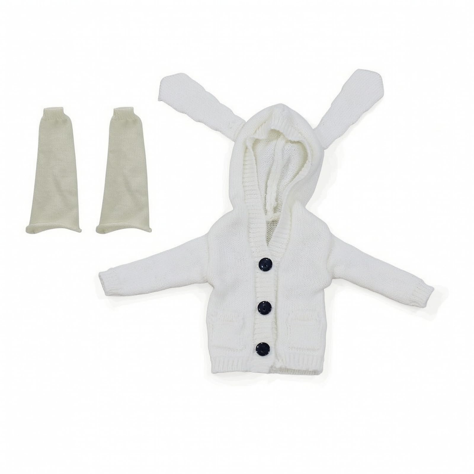 Amagogo feingestrickt Strickkleid mit Stulpen | Handgestrickt, BJD Puppenkleidung, für Puppenvitrine, Weiß, Yf6-2020a Set