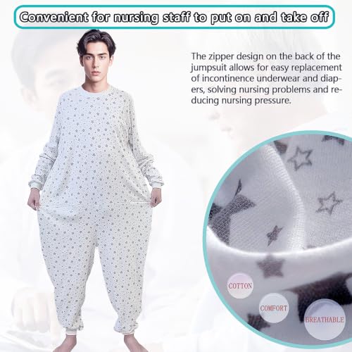 Image of Unisex Jumpsuit with Back-Zipper,Suitable for Incontinence Care,Alzheimer's Patients,Seniors,Dementia Patient