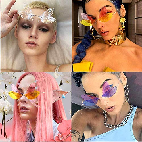 Image of ENTHYI Dragonfly Wing Shape Sunglasses for Women /Men Frameless Irregular Glasses Shades Party Sun Glasses