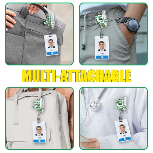 BAVAHA Go with The Flowmeter Acrylic Badge Reel for Respiratory Therapists, Nurse Lanyard, Cute RT Student Gift, ICU, Nurses Week, Med Surg, CRNA