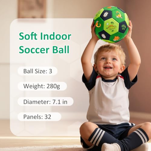 Image of Indoor Soccer Ball Size 3 Silent Soccer Balls with Pump | Soft Foam House Training Balls for Beginners, Lightweight Soccerball Soccer Balls Gifts for Home Practice