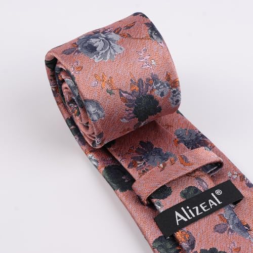 Image of Alizeal Mens 3.15'' Colorful Flower Pattern and handkerchief Necktie Set