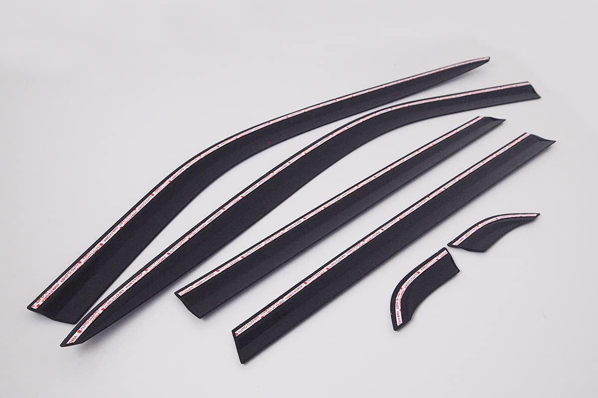 AUTOCLOVER Tape-On Rain Guards Window Visors 6 Pcs Set for Hyundai Palisade 2020 2021 2022 2023 2024 / Window Deflectors, Out-Channel Vent Shades (Smoked)