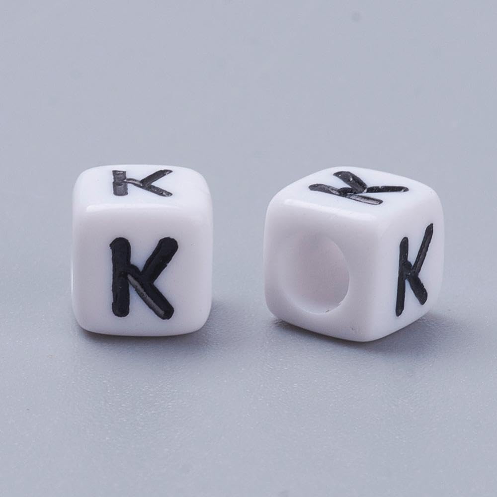Handicraft Emporium | Cube Alphabet Acrylic Beads | Approx 10g | K
