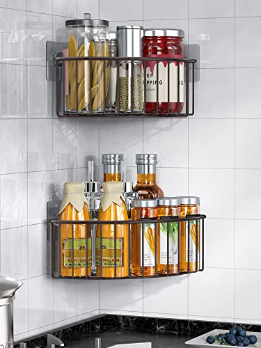 Image of SMARTAKE 2-Pack Corner Shower Caddy Deep Basket Design, SUS304 Stainless Steel, Wall Mounted Bathroom Shelf with Adhesive, Storage Organizer for Toilet, Dorm and Kitchen (Bronze)