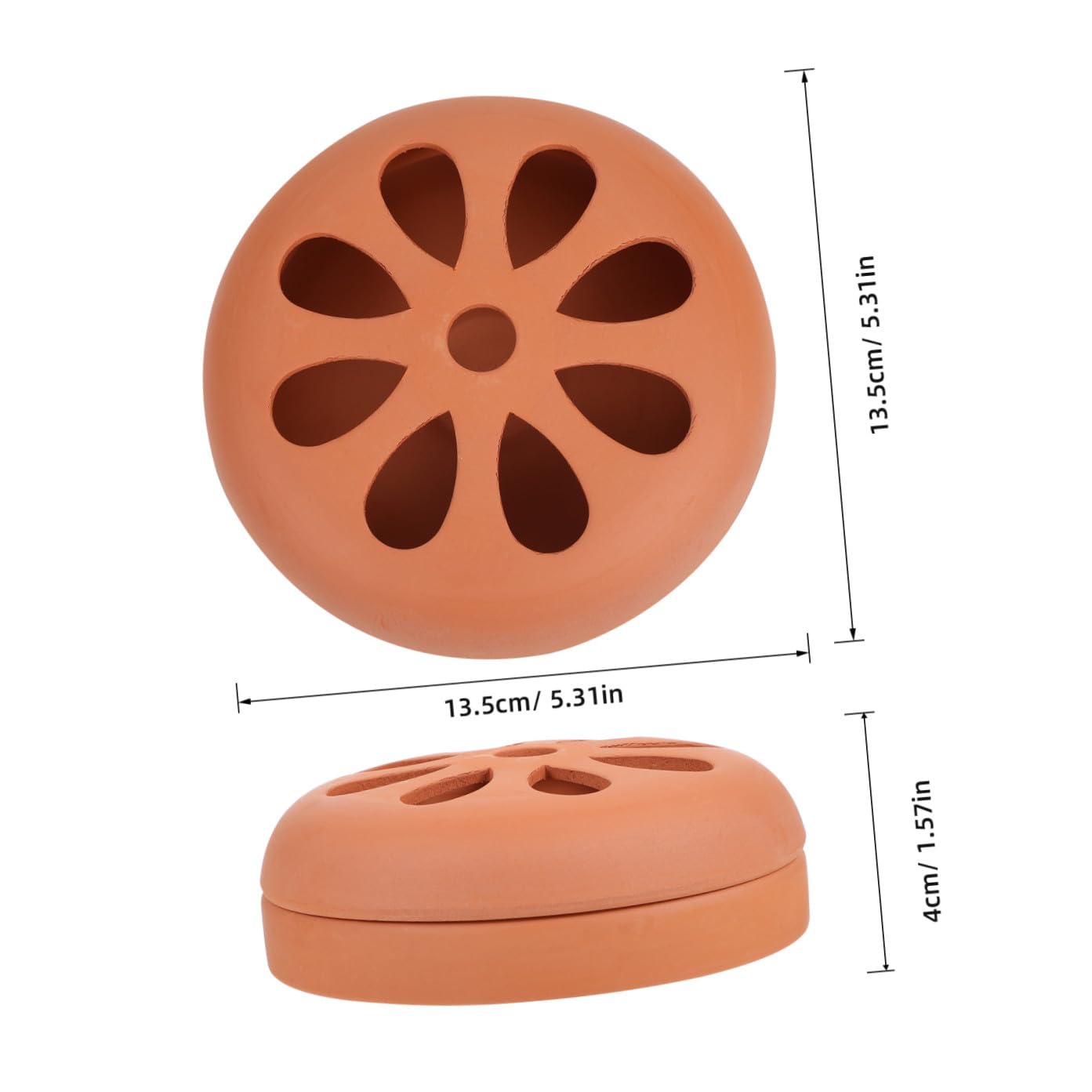 COLLBATH Porta Zampirone da Esterno Terracotta in Terracotta, 2 Pezzi, Coperchio Traforato, Uso Sicuro All'aperto per Pesca e Patio