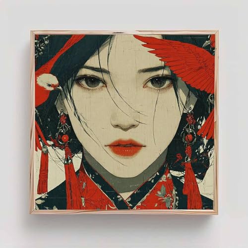 Japón Diamond Painting Adultos, Mujer Cuadros de Diamantes, 5D Puzzle Diamantes Cuadros en Punto de Cruz Diamond Art Painting Kit, Hobby Ccreativi Adulti, Decoración Pared Hogar Regalo 40x40cm fv6-m36