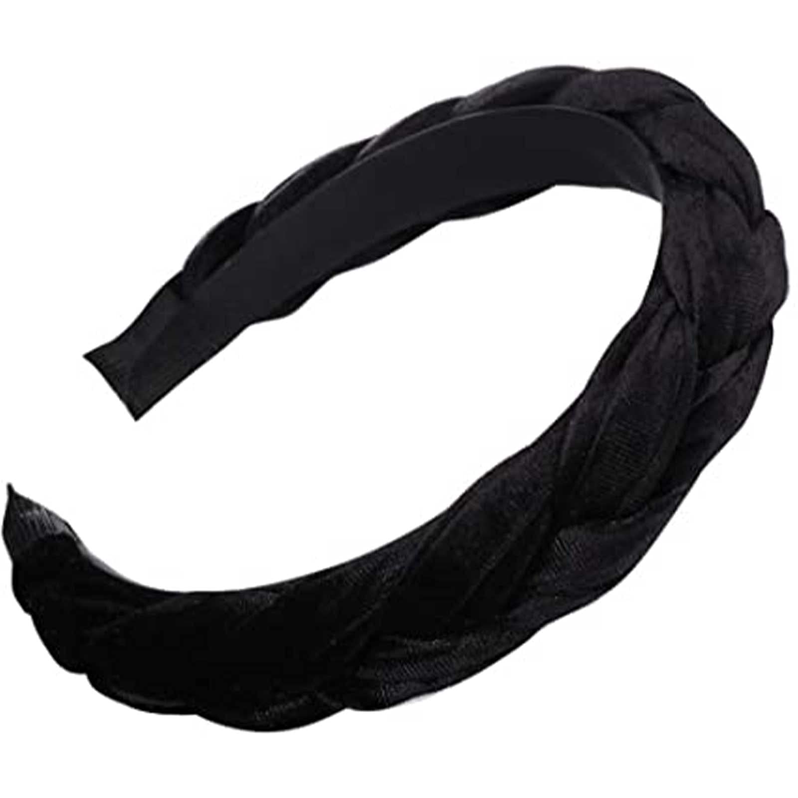 SUNNEEVelvet Braided Headband Velvet Headbands Thick headband Vintage Wide Headband Hair Accessories for Women Girl Fashion (black)
