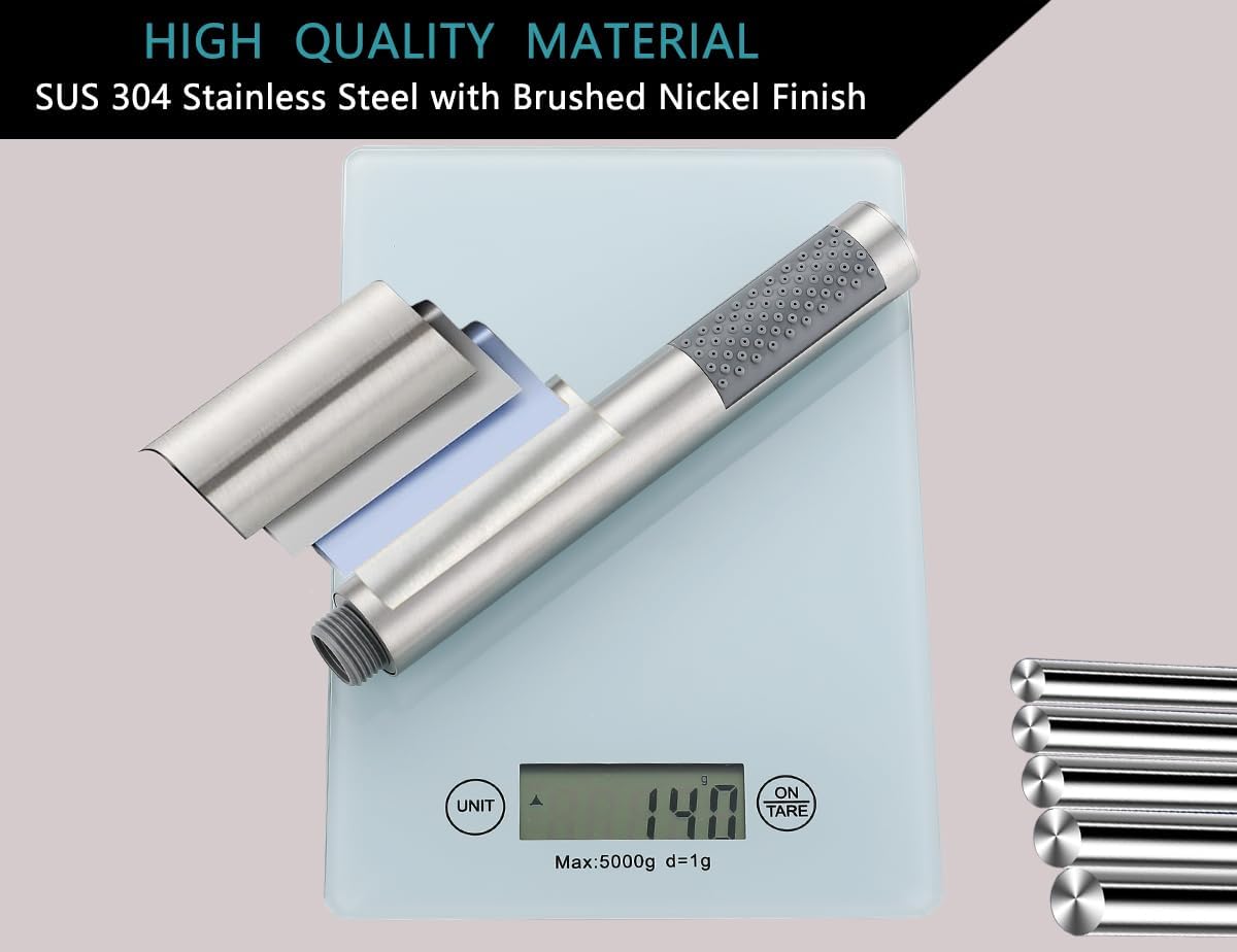 Handheld Shower Head with Hose, Hand Held Shower Wand Head with Long Hose, High Pressure RV Shower Head with Handheld Spray Combo, Dog Shower Attachment, Brushed Nickel