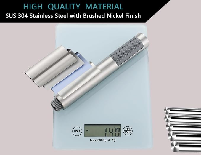 Regadera de Mano con Manguera, Cabeza de Ducha Manual, Alta Presión, Acero Inoxidable Cepillado miniatura 5