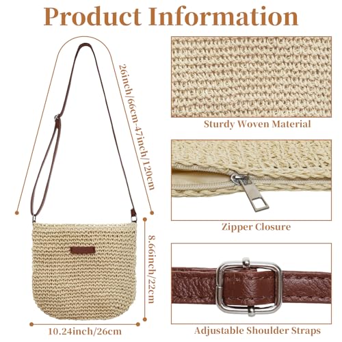 Bolso cruzado de paja para mujer 10x9 pulgadas miniatura 4
