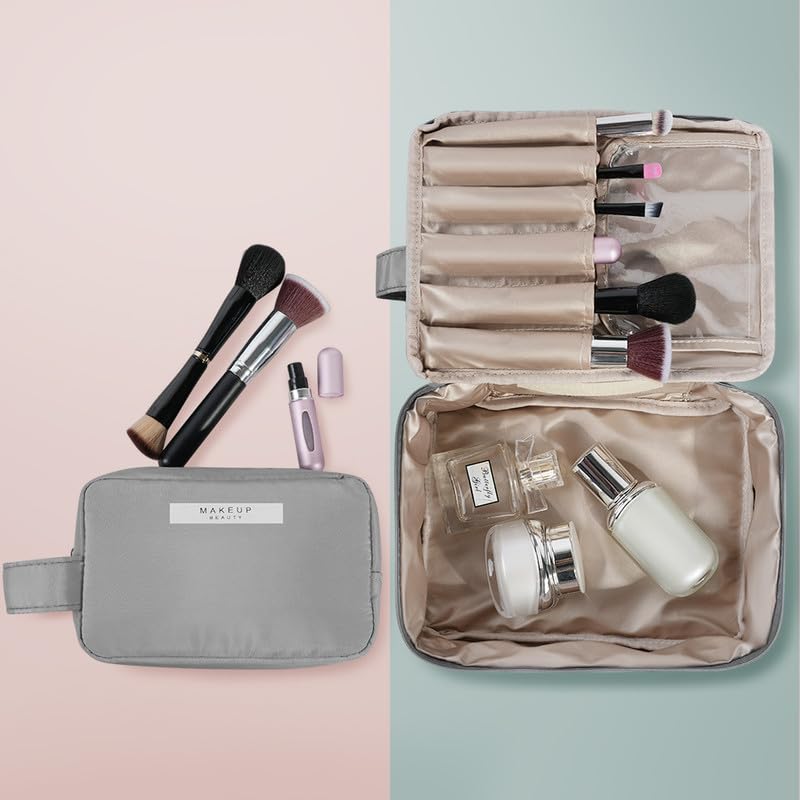 Aucuu Beauty Case Donna, Beauty Case da Viaggio, Organizer Cosmetici, Porta Trucchi da Viaggio con Double Face Tascabile, Trousse da Viaggio, Borsa da Toilette per Viaggio/All'aperto