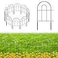 MOOACE Decorative Garden Fence 10 Pack, Total 10ft(L) x 24.5in(H) Rustproof Metal No Dig Fence, Garden Fencing Animal Barrier, Flower Fences and Borders for Dog, Yard, Patio, Outdoor Decor, Black