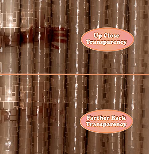 Venice Collections Shower Curtain Liner 3D Semi Transparent Heavy 8G Thick Peva Waterproof Plastic Metal Grommets And Weighted Magnets 70 X 72 Inches With Hooks Mosaic Dark Brown #TOP4