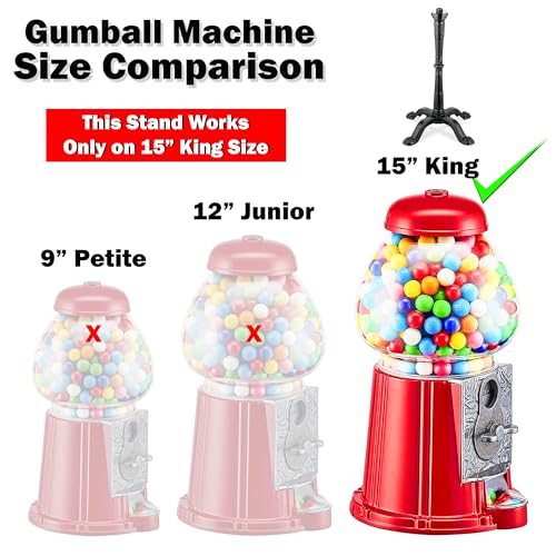 Image of Carousel Gumball Machine Stand - for KING LARGE Classic 15 inch Candy Machines | Compatible with Candery, King Carousel, Great Northern & most 15-inch Vintage candy machine - Replacement Part - Color Black