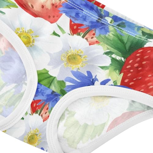 Painted Strawberries Wildflowers Girl Panties Cute Toddler Girls Underwear Cotton Bright Briefs Kids Undies 2t4