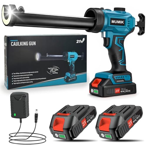 MUMIK Pistolet Silicone Electrique, Pistolet a Cartouche Electrique avec 2x2000 mAh Batteries, Variateur de Vitesse Progressif, Lumière LED, Pistolet à...