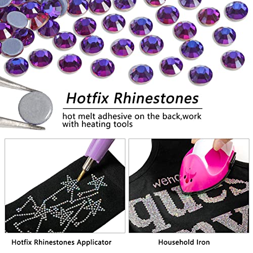 Beadsland Hotfix Rhinestones, 2880pcs Flatback Crystal Rhinestones for Crafts Clothes DIY Decorations Purple Velvet, SS6, 1.9-2.1mm - Image 4