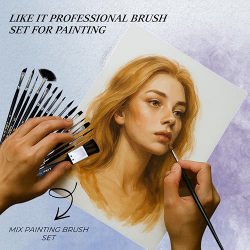 Image of Like it Handmade Professional Art Brush Set, 23 Pieces, Mixed Media Brushes for Watercolour, Acrylic and Oil Painting with Brush Holder