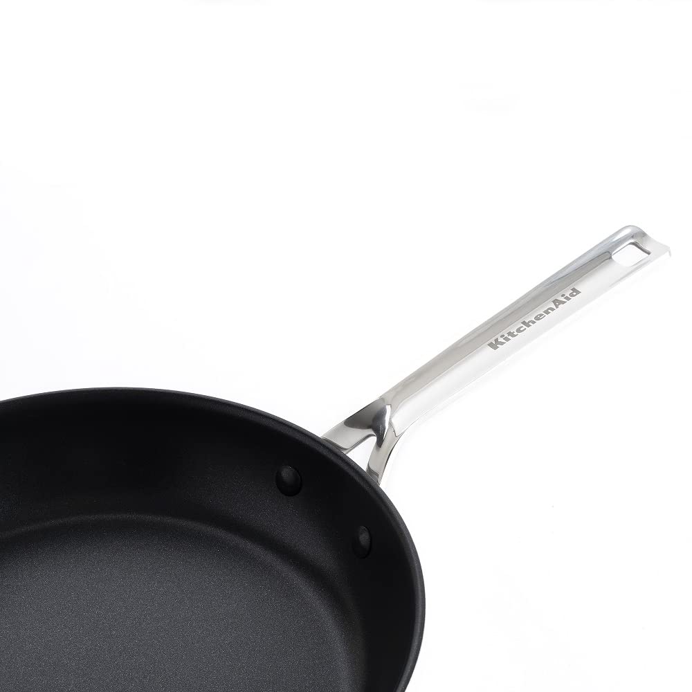 KitchenAid Stal nierdzewna, bez PFAS, zdrowa, ceramiczna, nieprzywierająca, 28 cm, indukcyjna, nadaje się do piekarnika, srebrna