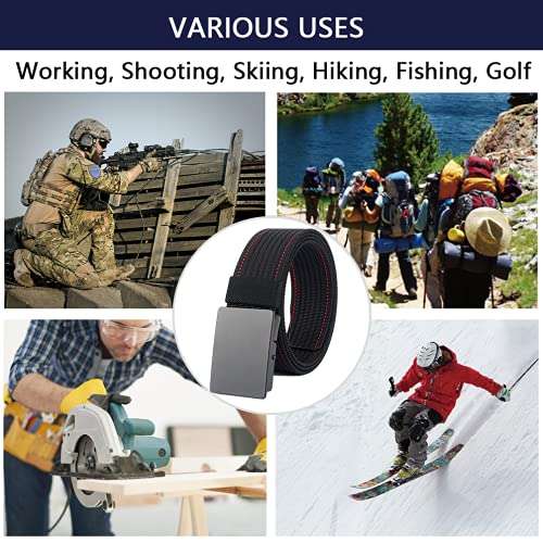 Image of LionVII Men Nylon Web Belts - Metal Buckle, Fully Adjustable Belt Strap for Work, Easy Trim to Fit 27- 46 inch Waist