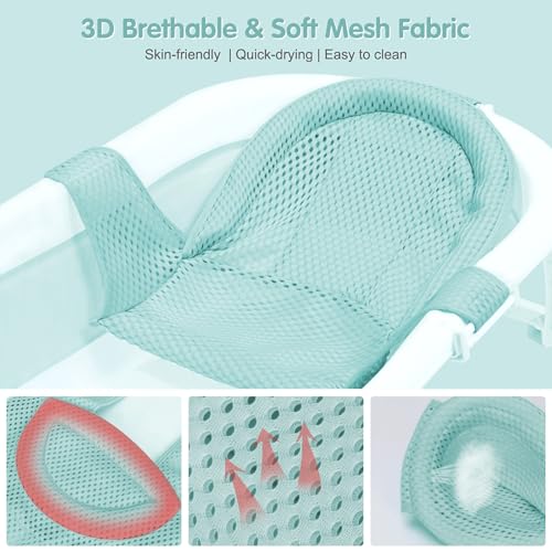 Image of Colorlife Baby Bath Seat Support Net Infant Bathing Seat Support Mat, Adjustable Comfortable Non-Slip Three-Pointed Baby Shower Net Bathtub Sit Up Mesh for Newborn 0-12 Months-Green(No Bathtub)