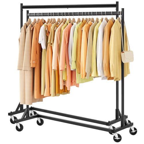 Hoctieon 2 pièces portant vetement robuste sur roulettes, tringles à vêtements stables en métal, portemanteau pour chambre à coucher, charge 120lbs,...