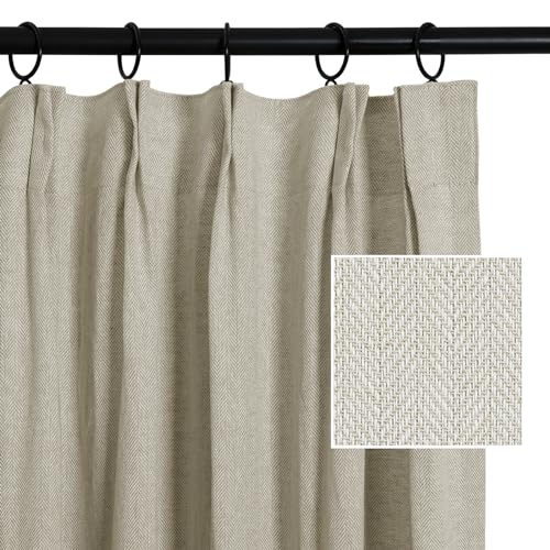 TWOPAGES Ron Customizable Cotton Linen Curtain with Herringbone Pattern for