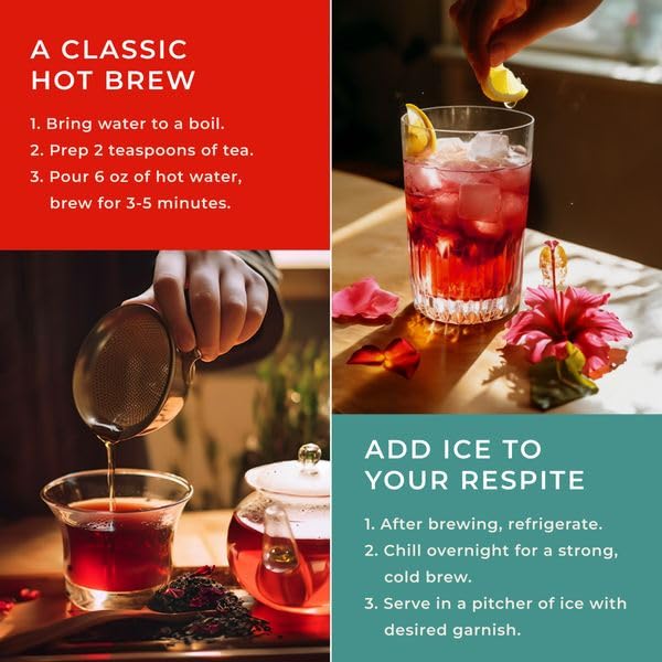 Miniatura 5 de Gya Tea Co Té negro de rosa de hibisco, hojas sueltas, té de hibisco, té de rosa con cafeína, té negro de hibisco 100% natural sin ingredientes