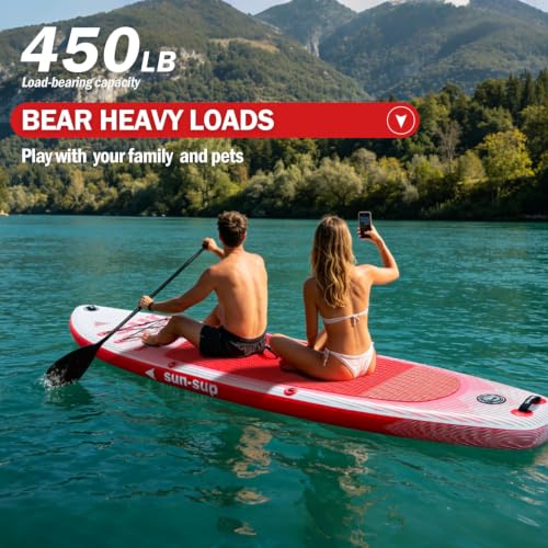 Image of Inflatable Stand Up Paddle Board Extra Wide SUP Board with Removable Fin with Premium SUP Paddle Board Accessories, Wide Stable Design, Non-Slip Comfort Deck for Youth & Adults