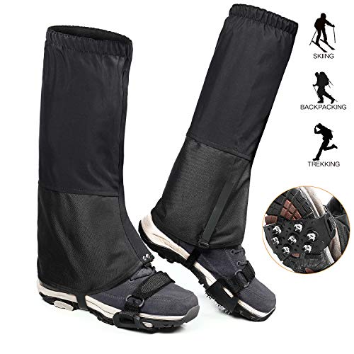 Gafild Polainas de Senderismo, Polainas de Nieve Impermeable Ligeras Transpirable al Aire Libre Polainas Unisex Nieve Legging Polainas con Snow Grips para Montaña, Esquí, Escalada, Caza, Camping