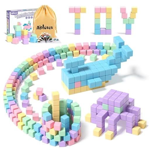 Apluses Bloques Magnéticos Construcción, Juguete Educativo Montessori para Niños y Niñas de 2 3 4 5 6 7 8 Años, Juego de Construcciones Magnéticas, Regalo Creativo para Cumpleaños o Navidad