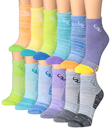 Ronnox Women's 12-Pairs Running & Athletic Sports Performance Ankle/Quarter Socks, RQ13-AB-SM