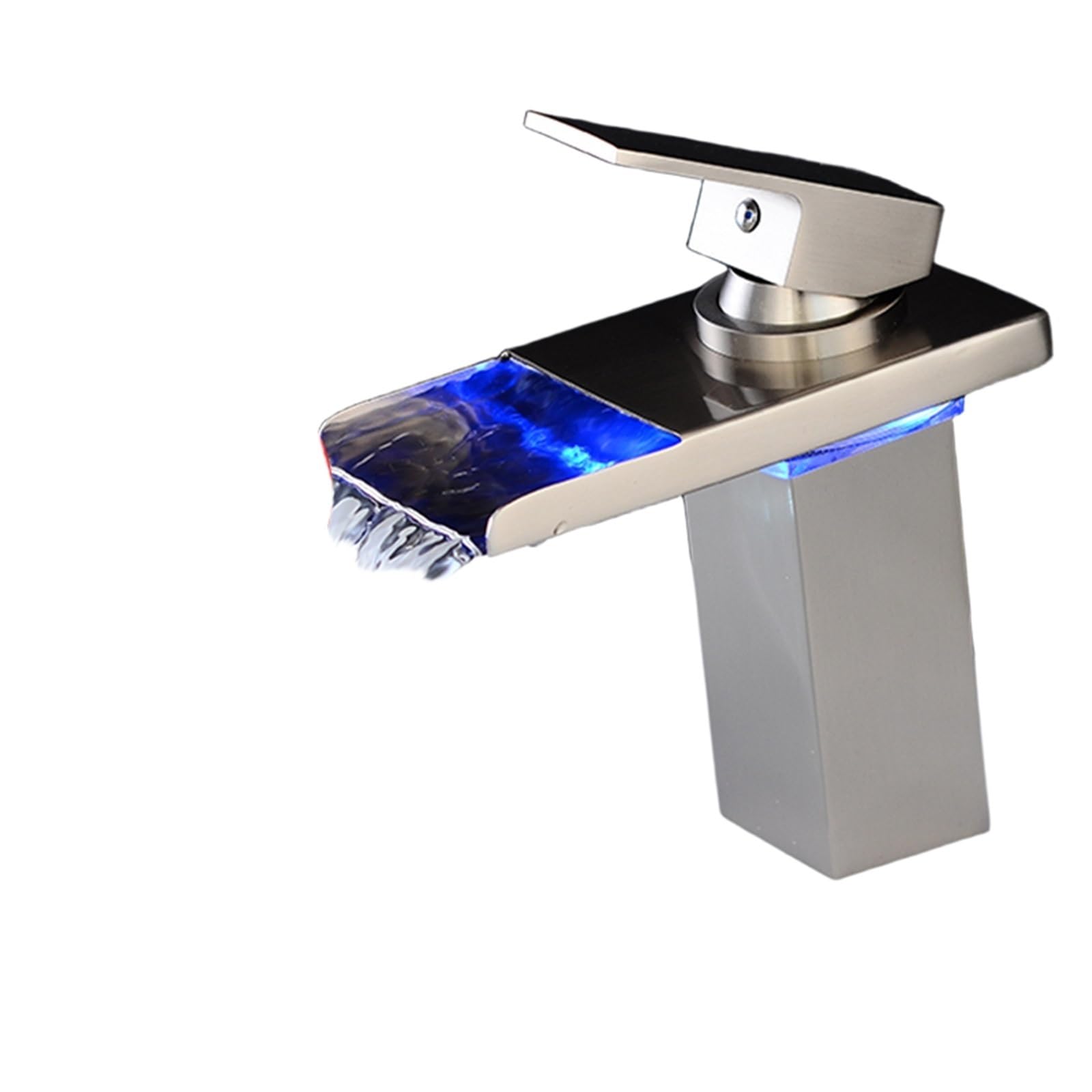 JNTFNE Faucet Modern LED Bathroom with Waterfall Spout Brass Basin Deck Mounted Mixer Tap for Sink Vanity