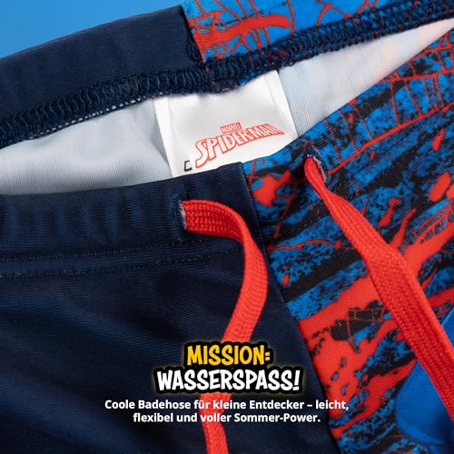 United Labels Marvel Spiderman Badehose für Jungen, Blau Rot, 110/116, Badeshorts Kinder, Schwimmhose