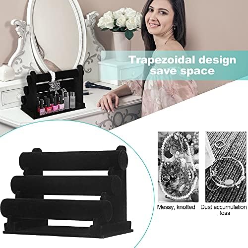 WANTOUTH 3 Tier Bracelet Holder Velvet Bracelet Bangle Stand Black Velvet Jewelry Organizer Stand and Display Detachable Bangle Display for Wrist Watch, Bangles and Bracelet Home Organization & Show